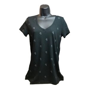 PINK Victoria's Secret V-Neck T-Shirt Black Logo Tee